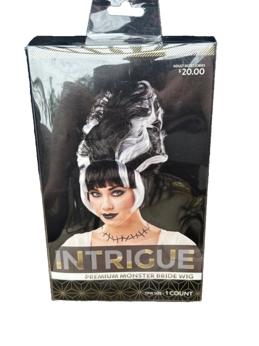 INTRIGUE Premium Monster Bride Wig One Size Adult Halloween Costume Black White